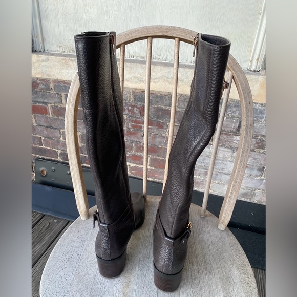 NEW COACH SULLIVAN SAFARI RIDING KNEE HIGH BROWN PEBBLED GRAIN LEATHER BOOTS 11 - Picture 4 of 11